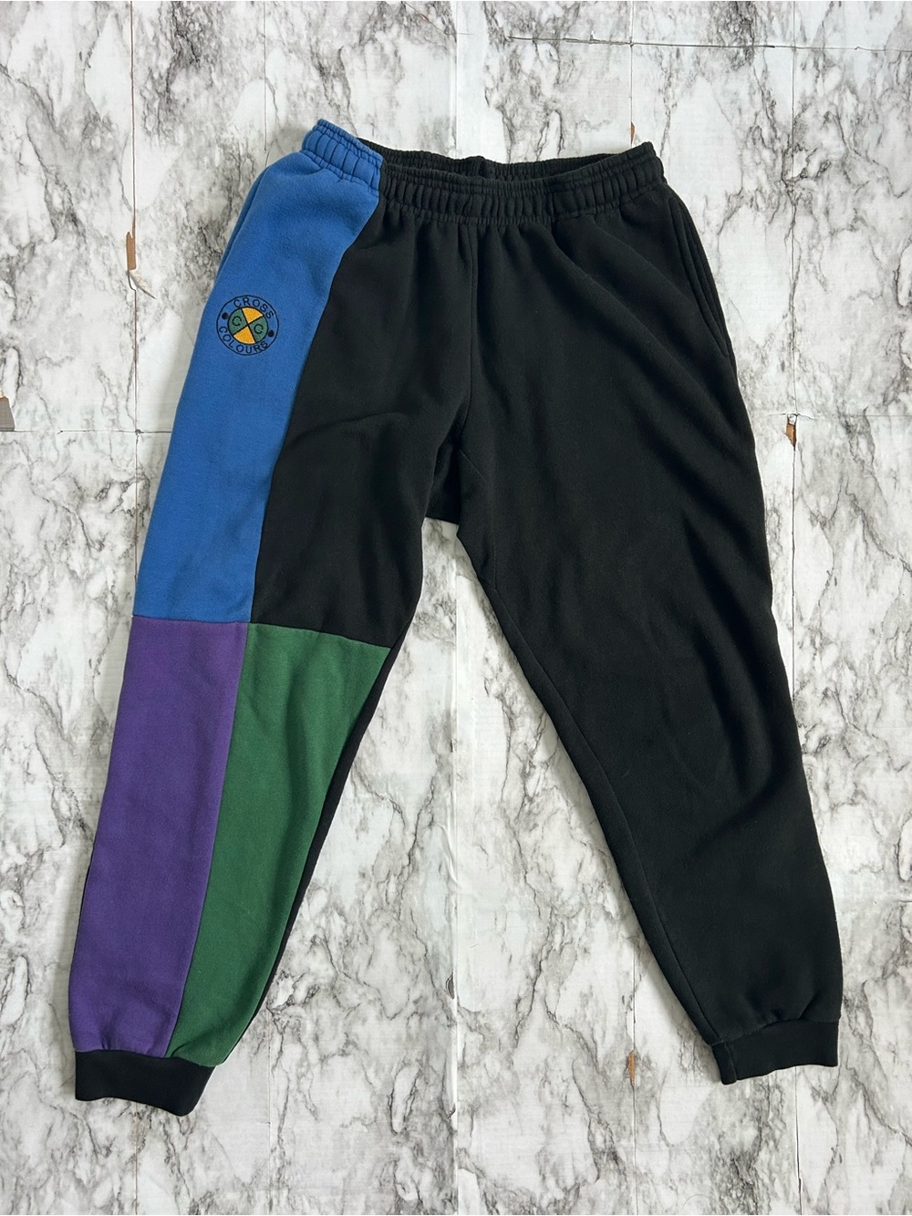 Cross Colours men’s size medium Vintage Color Block Ya Dig Sweatpants Joggers